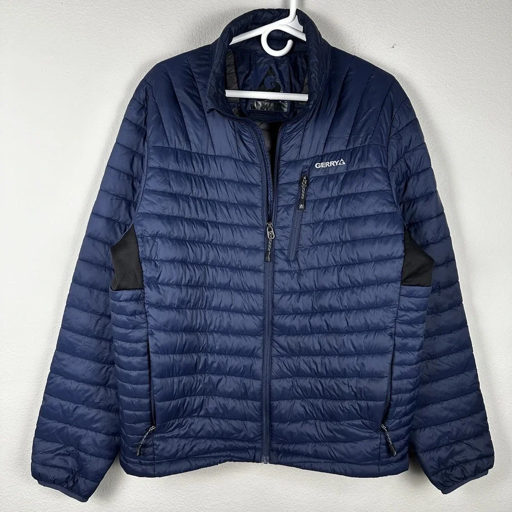 Gerry‎ Light Weight Puffer Jacket Mens Larger Navy Blue Full Zip